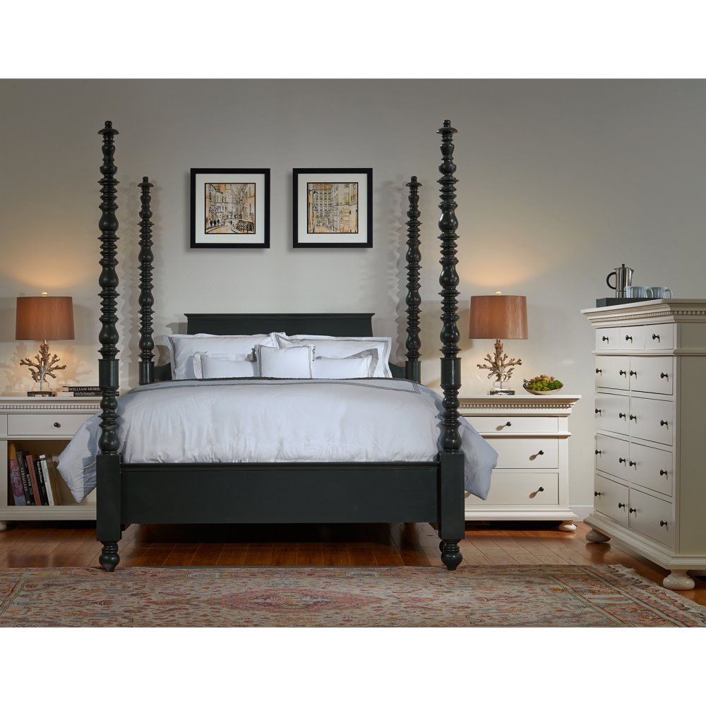 Soraya four poster bed antique black 1900