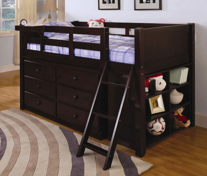 Vista students twin loft bed with plenty of storage underneath