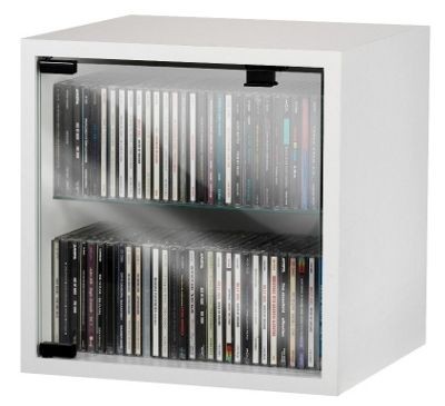 Black storage cabinet with glass doors