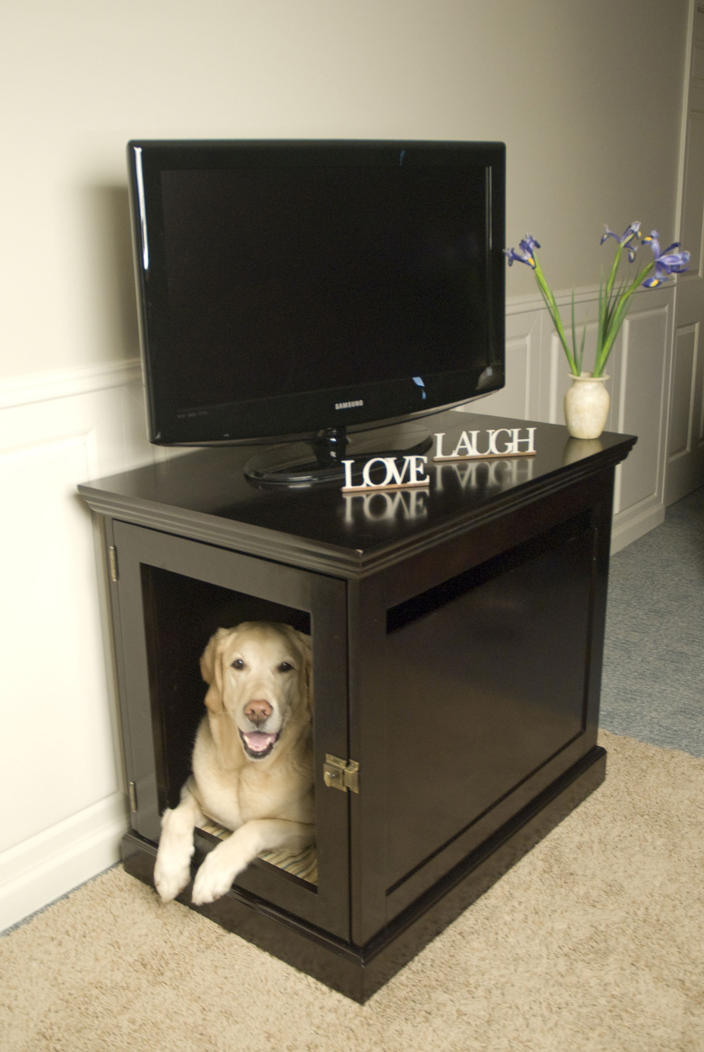 DenHaus TownHaus Indoor Dog House and End Table, Espresso, Large