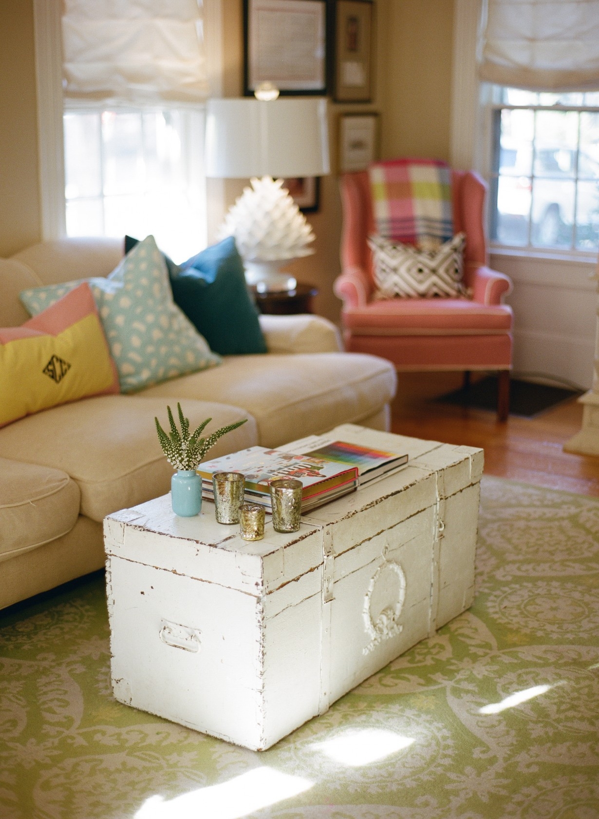 Distressed trunk coffee table