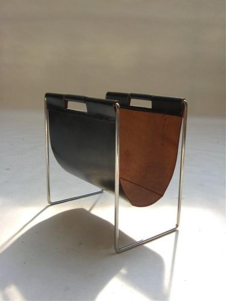 Faux leather magazine rack