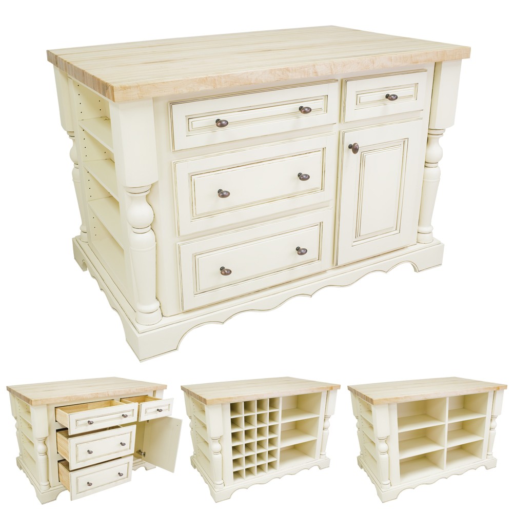 Kitchen island with wine fridge