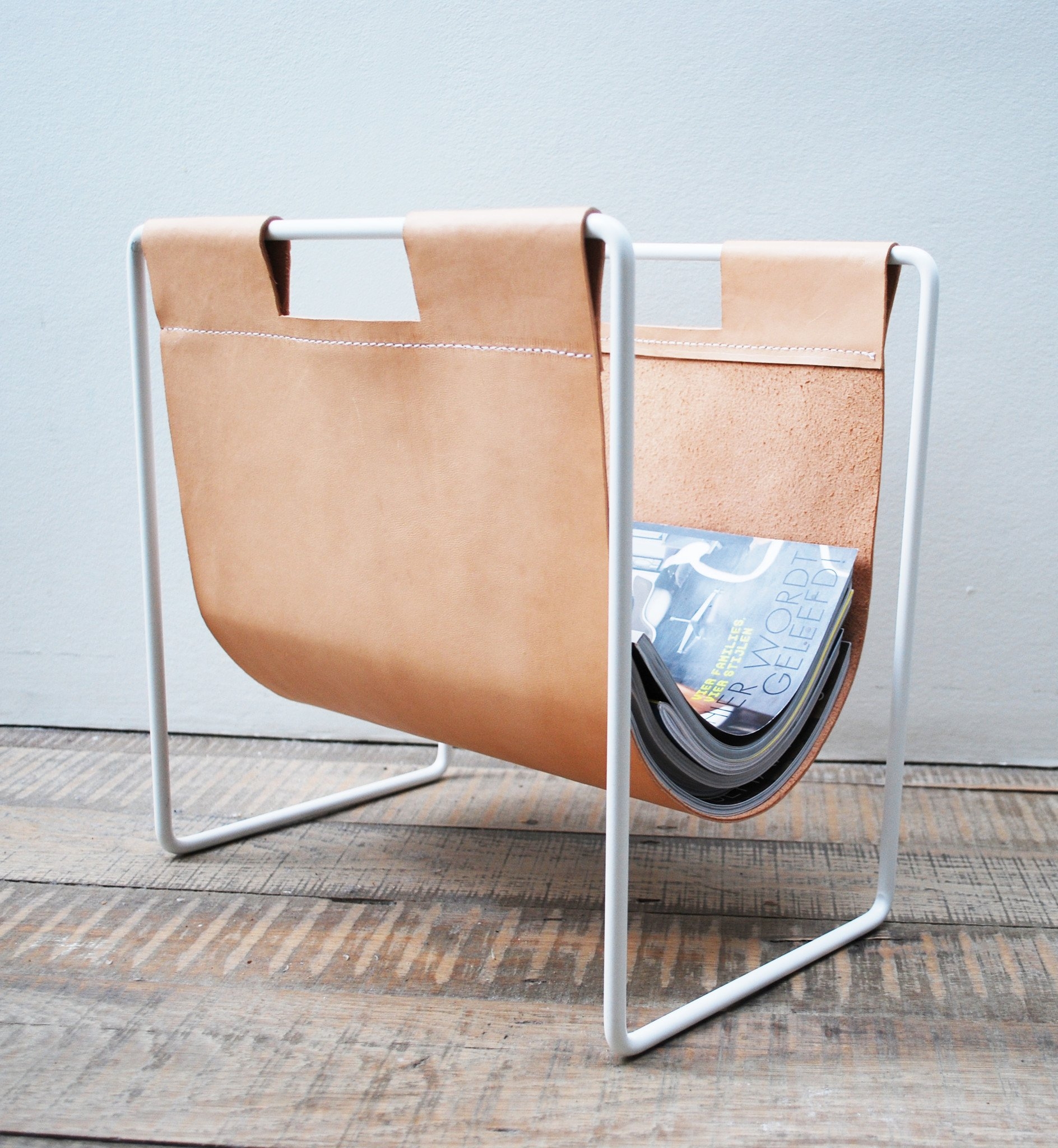 Leather magazine rack