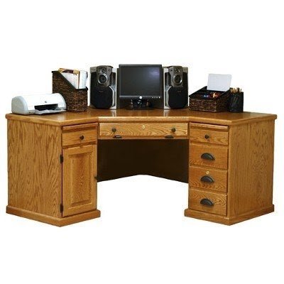 Oak veneer computer desk