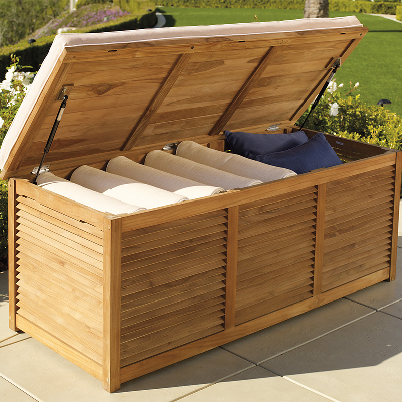 Patio furniture cushion storage boxes