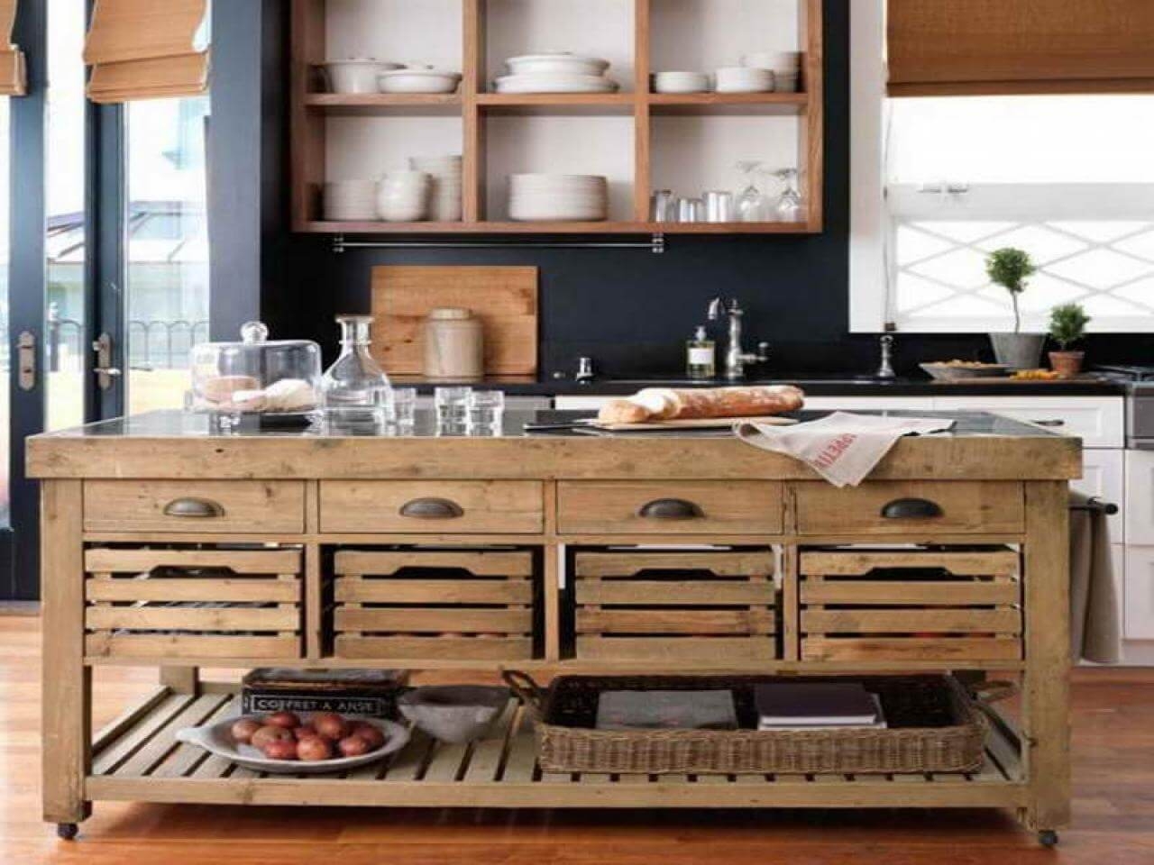Rustic kitchen islands and carts