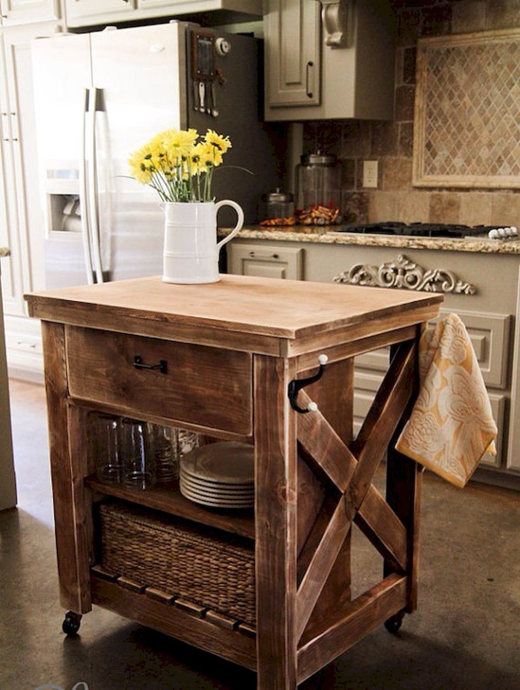 Rustic microwave cart