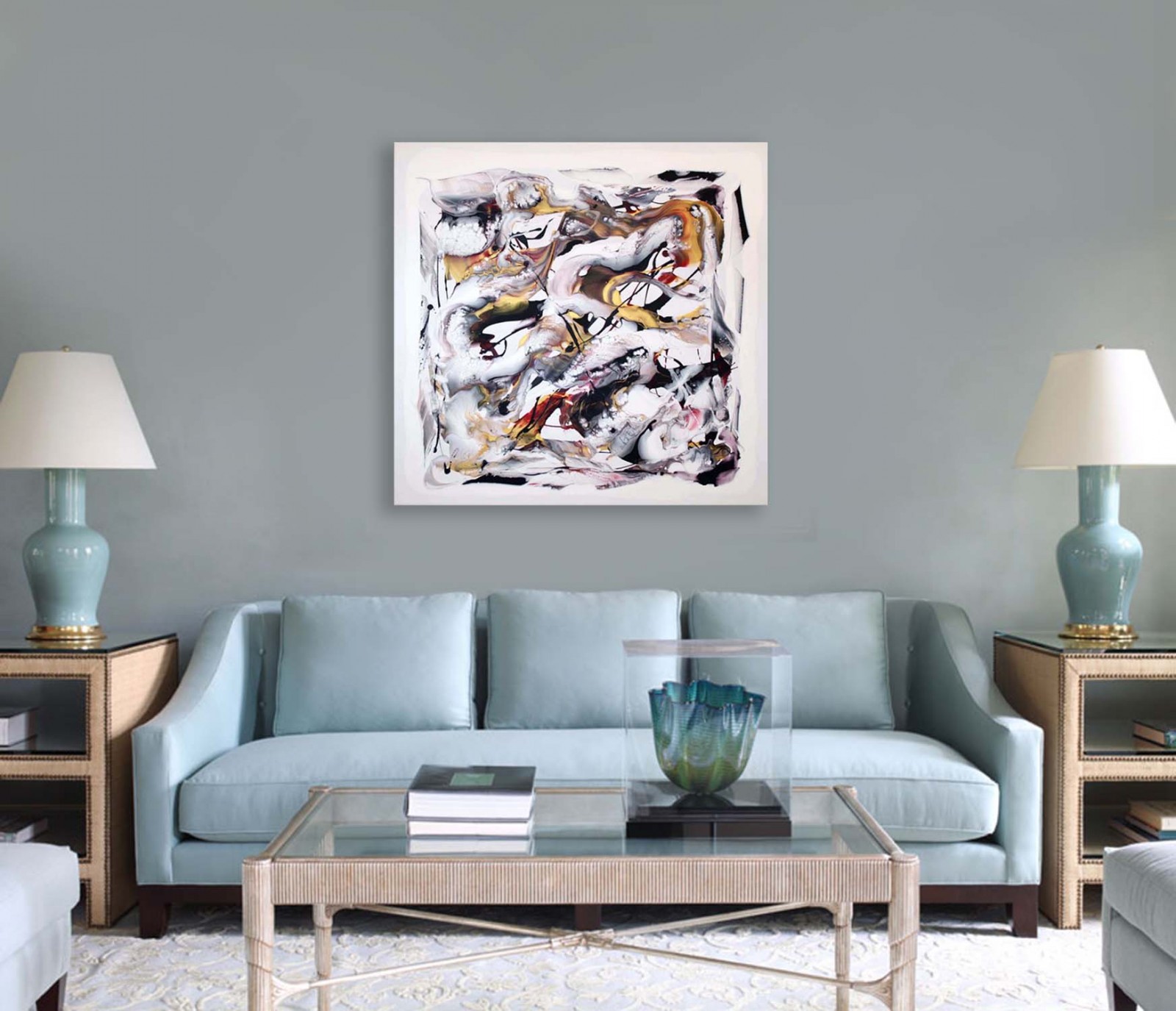 Sky blue sofa