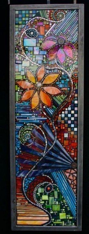 Stained glass window above door
