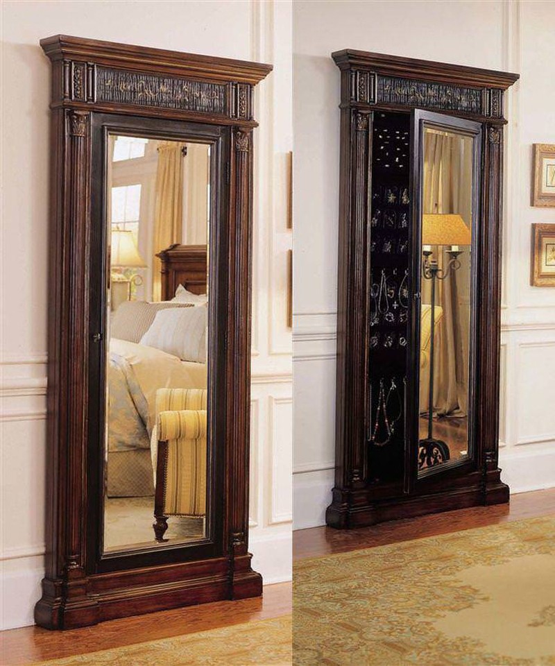 Stand up mirror with jewelry box