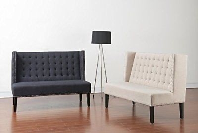 TOV Furniture Halifax Linen Banquette Bench, Grey