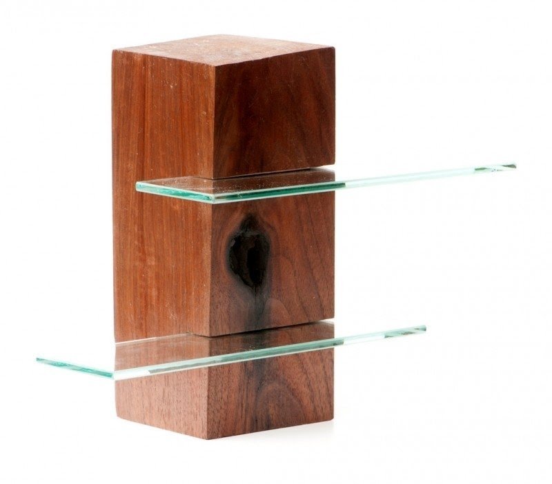 Walnut free standing shelving unit with