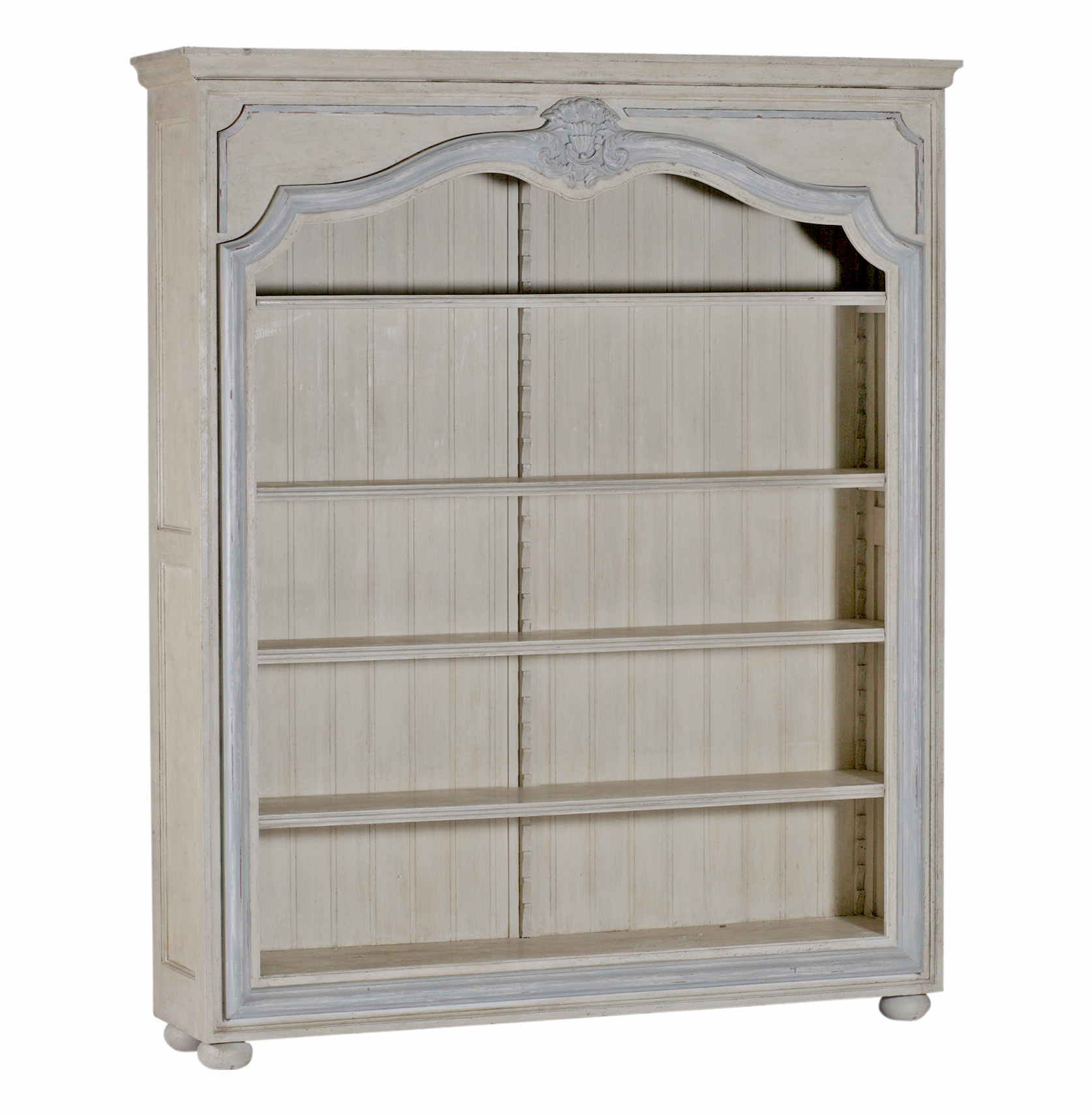 Arielle french country blue molding antique white bookcase