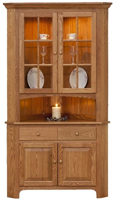 Corner Oak China Cabinet