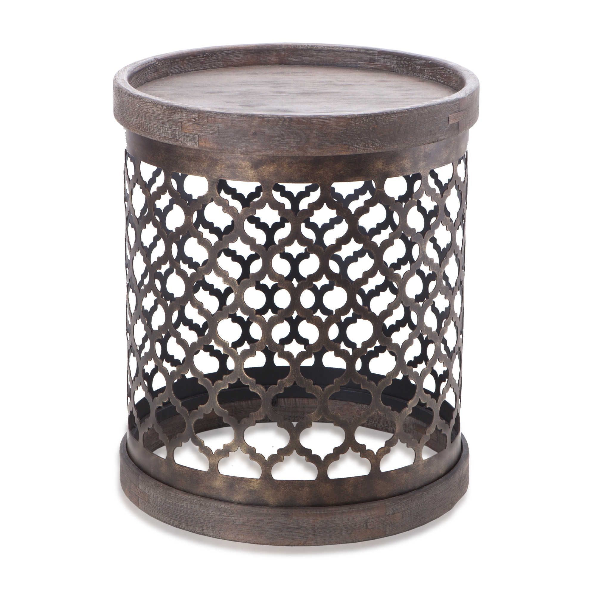 Intelligent design cirque reclaimed quatrefoil metal drum table