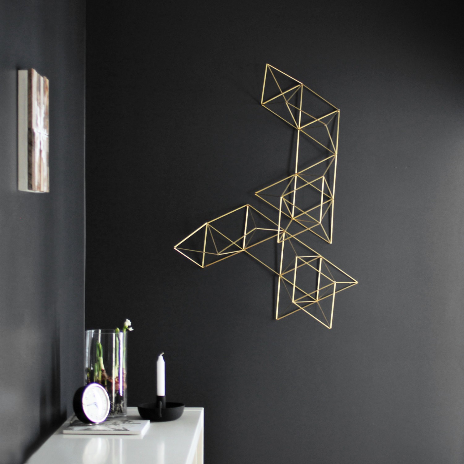 Large Brass Abstract Himmeli No 1 Wall