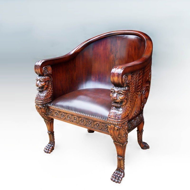 Lion tube armchair wooden back