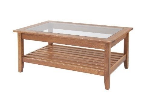 Manchester Wood Glass Top Coffee Table - Golden Oak