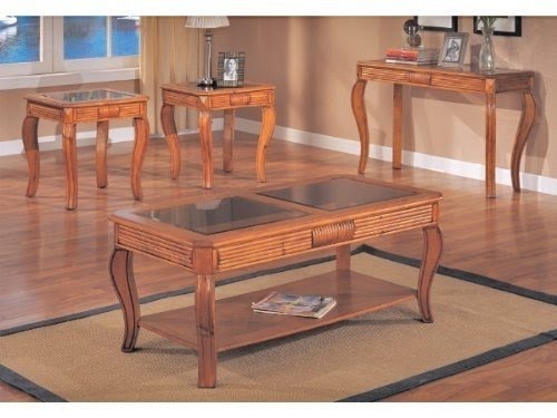 Oak coffee table with glass top 1