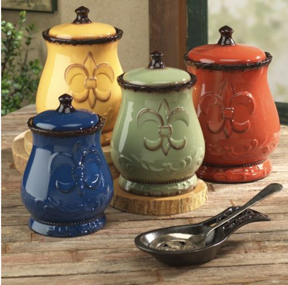 Purple kitchen canisters