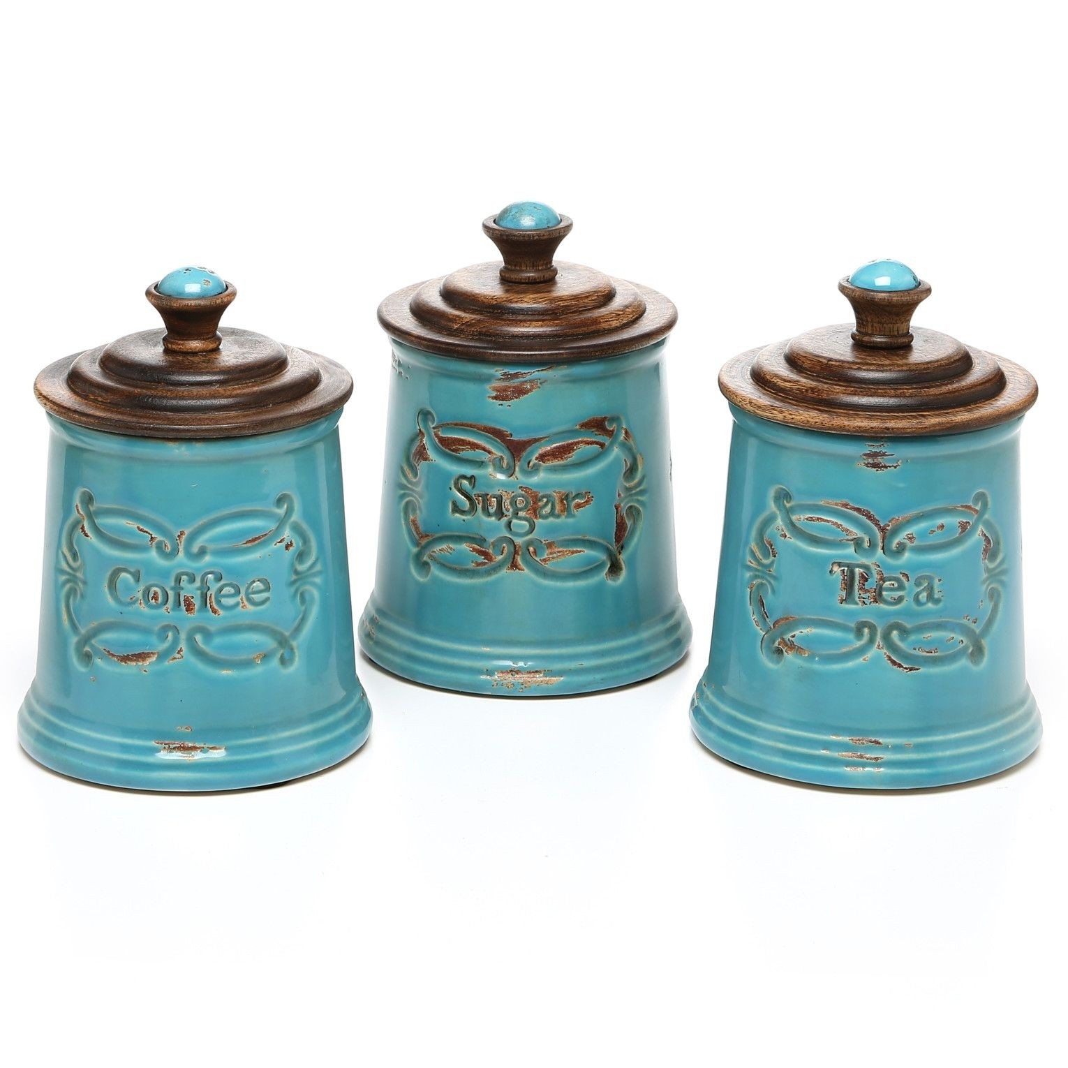 Purple tea and coffee canisters set