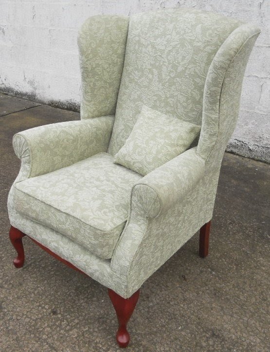 Queen anne style wingback fireside armchair