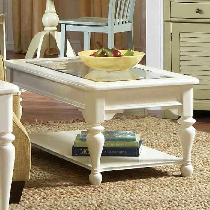 Riverside Furniture A Splash Of Color Rectangular Cocktail Table In Shores White