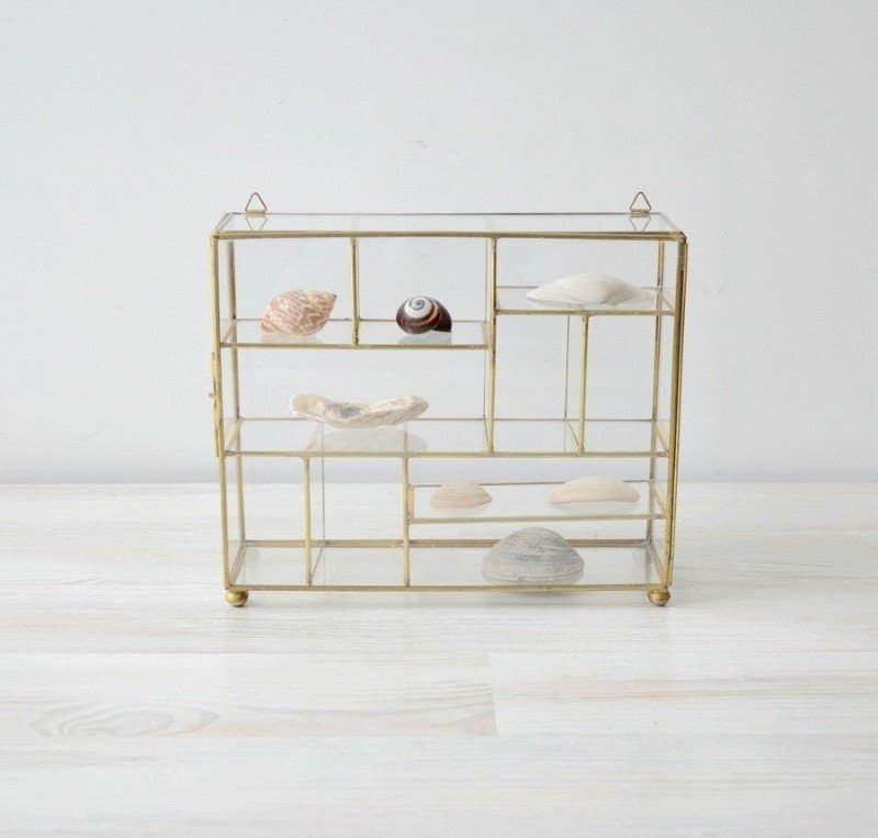 Vintage glass and brass curio cabinet