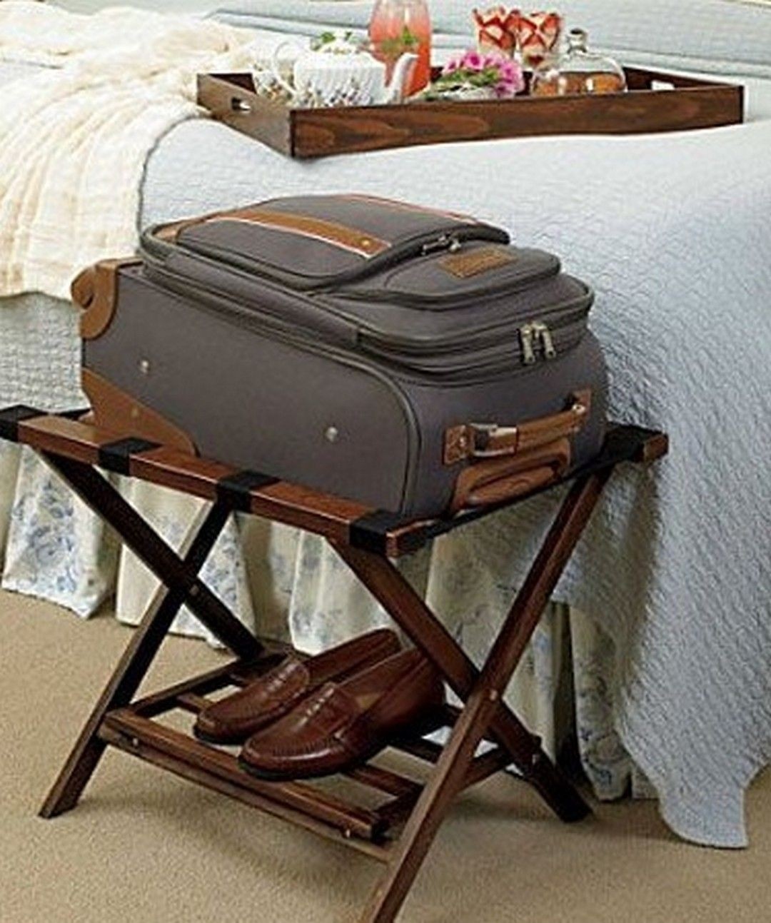 White luggage rack