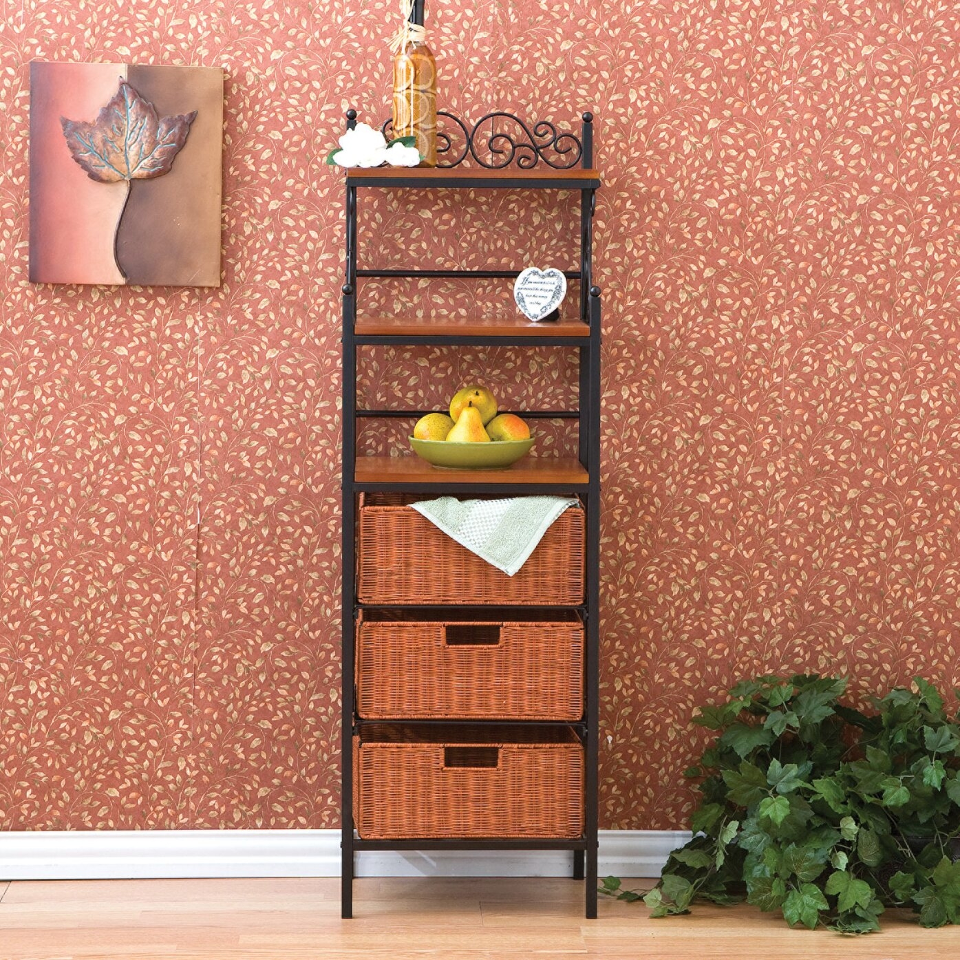 Wildon Home Walker Scrolled 3 Drawer Rattan Basket Storage In Black
