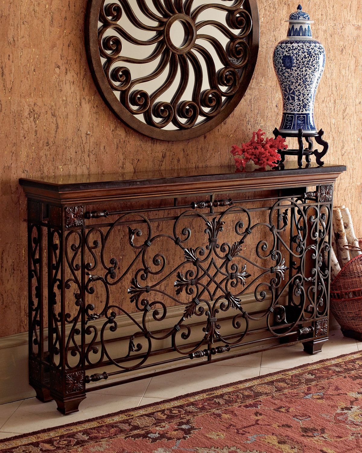 Wrought iron foyer table