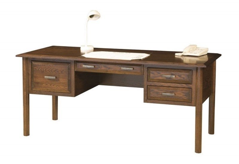 Amish Writing File Desk Solid Wood Home Office Furniture Drawers Laptop Computer