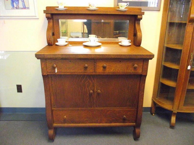 Antique empire tiger oak buffet