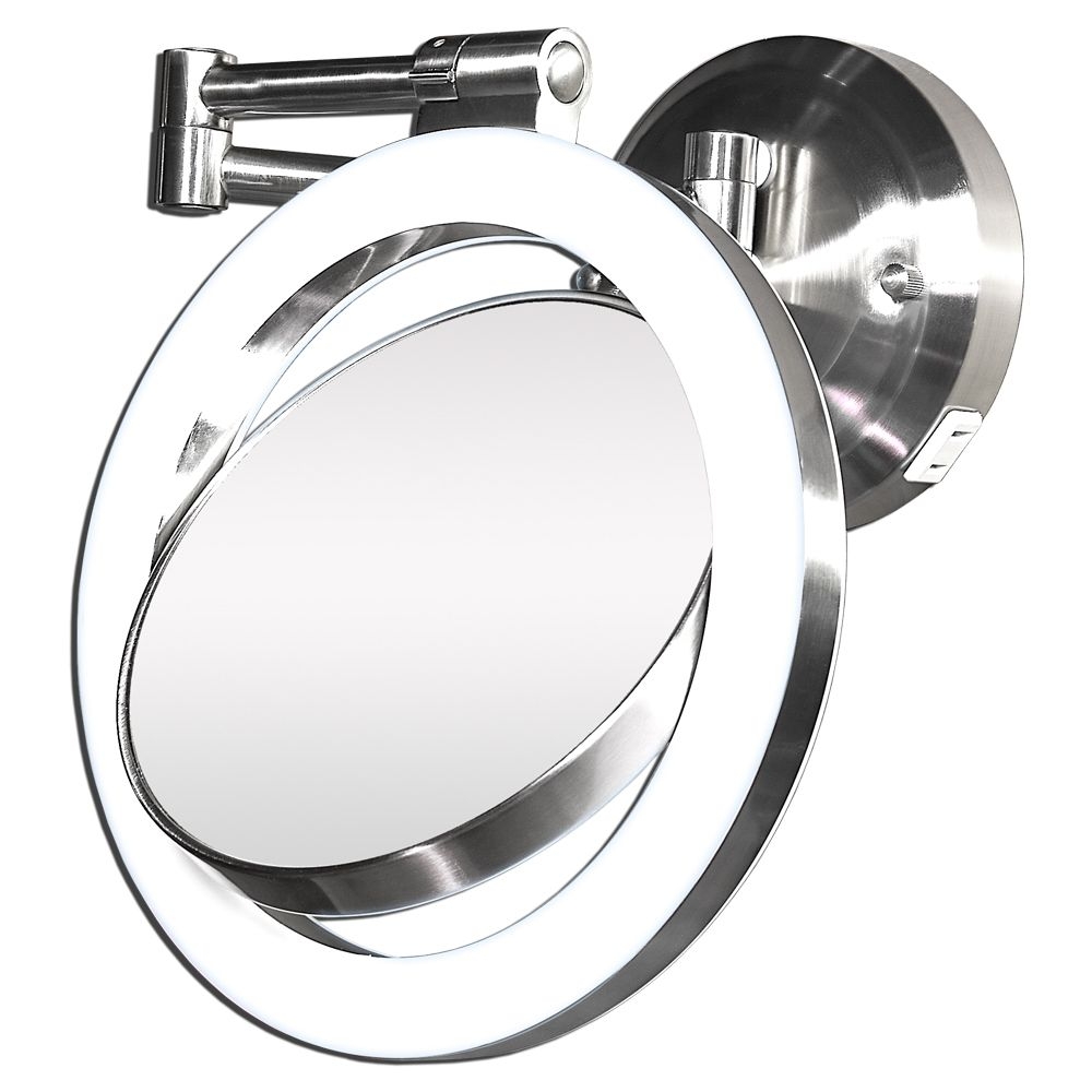 Battery operated wall mounted lighted makeup mirror