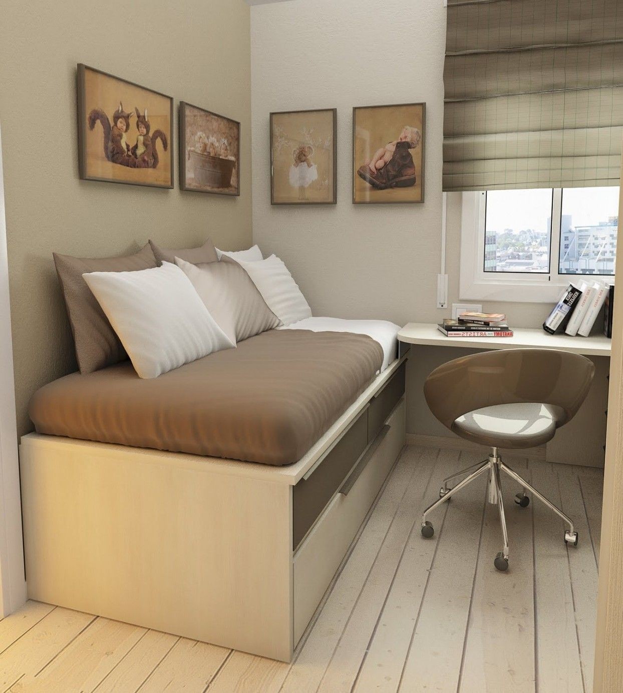 Bed with desk attached 1