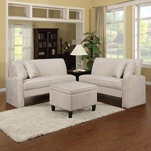 Crete 4 Pc Sectional With Corner Table And Ottoman Khaki Tan Microfiber