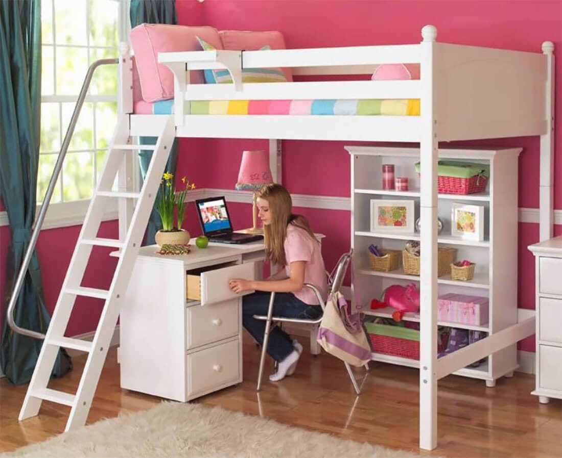 Double bed loft with desk