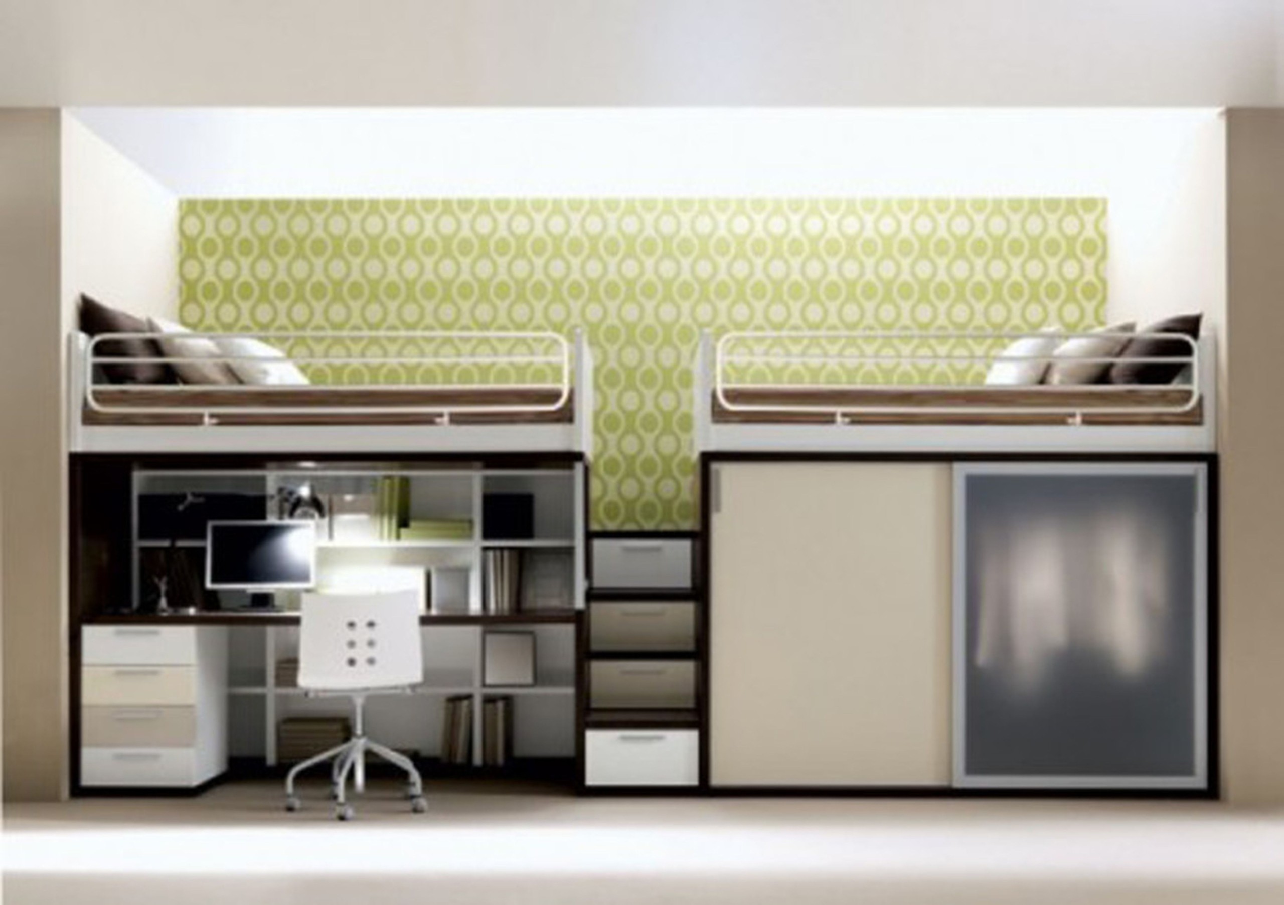 Double bed with desk underneath