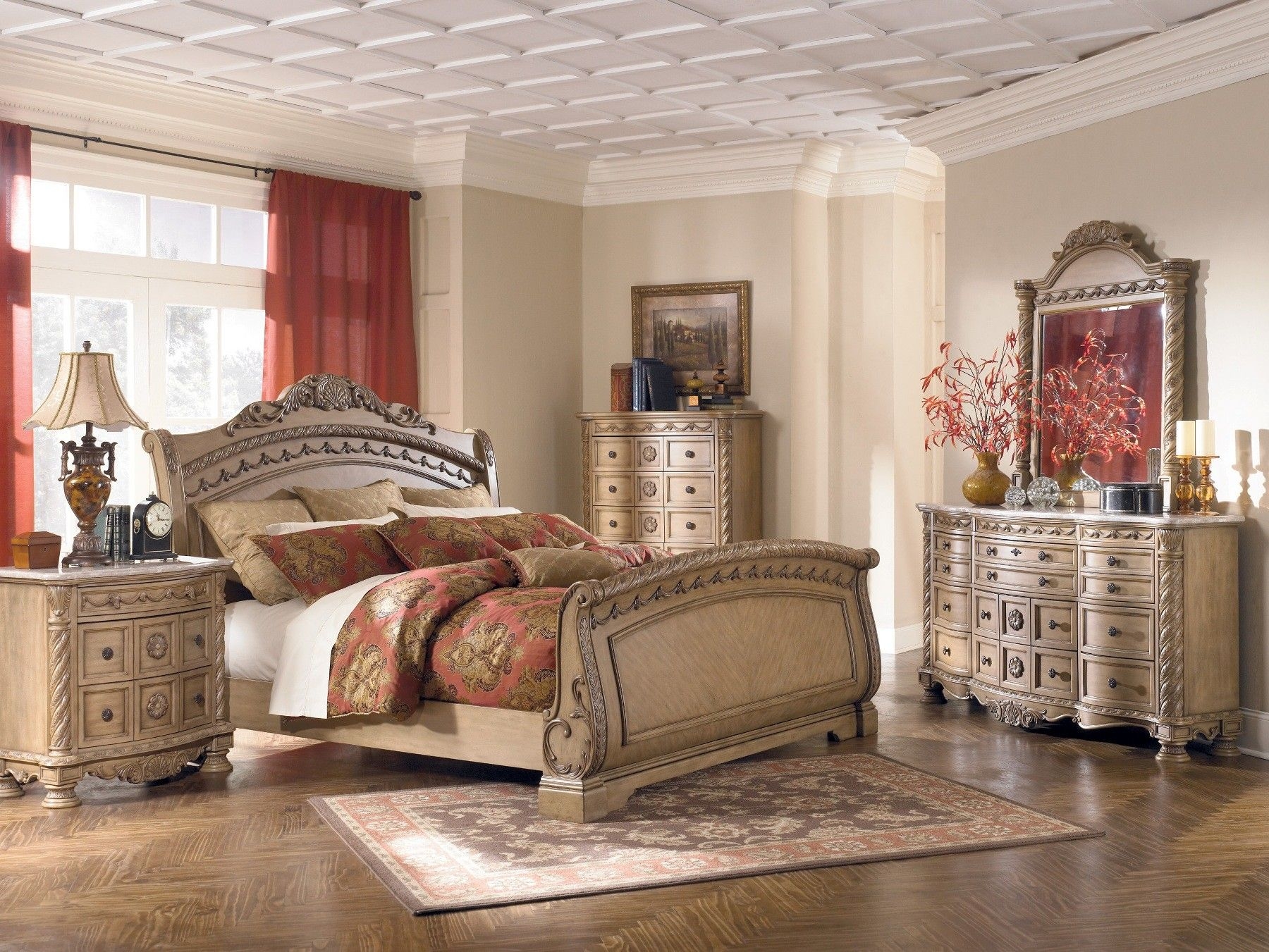 Home old world 5 pc bedroom set w king sleigh