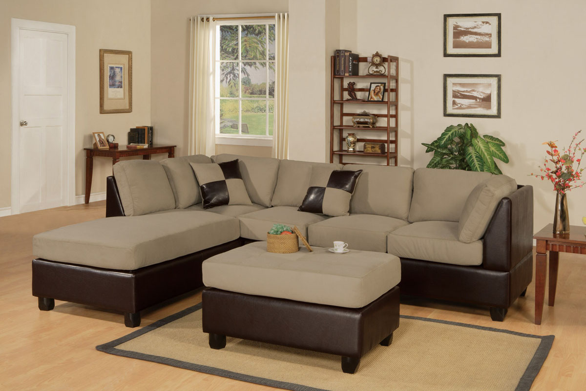 Microfiber sectional sofa with ottoman 5
