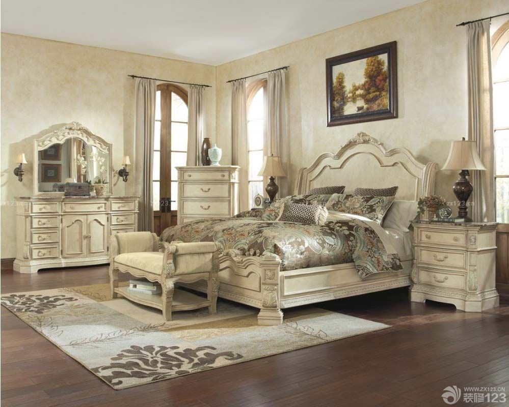 Old world birch asian king queen sleigh bed master bedroom