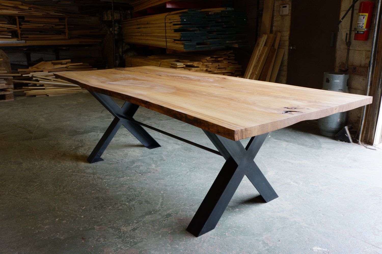 Reclaimed wood live edge dining table by