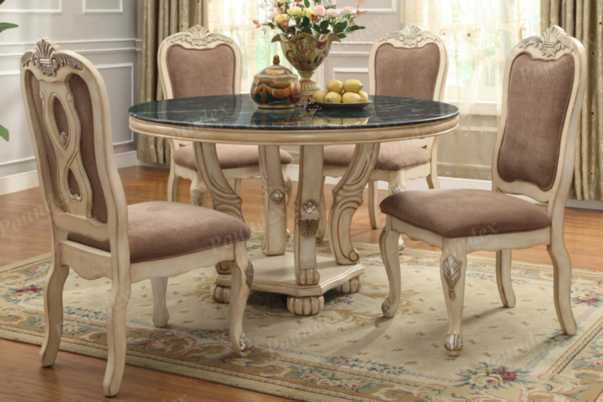 Round marble top dining table