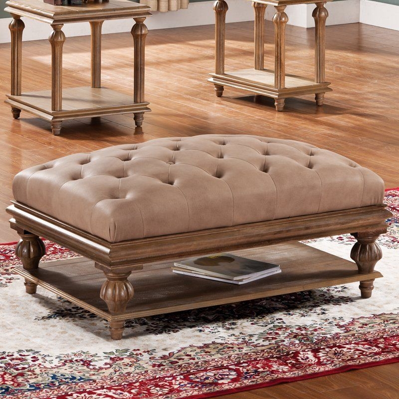 Steve silver stevenson rectangle sandstone upholstered ottoman coffee table by