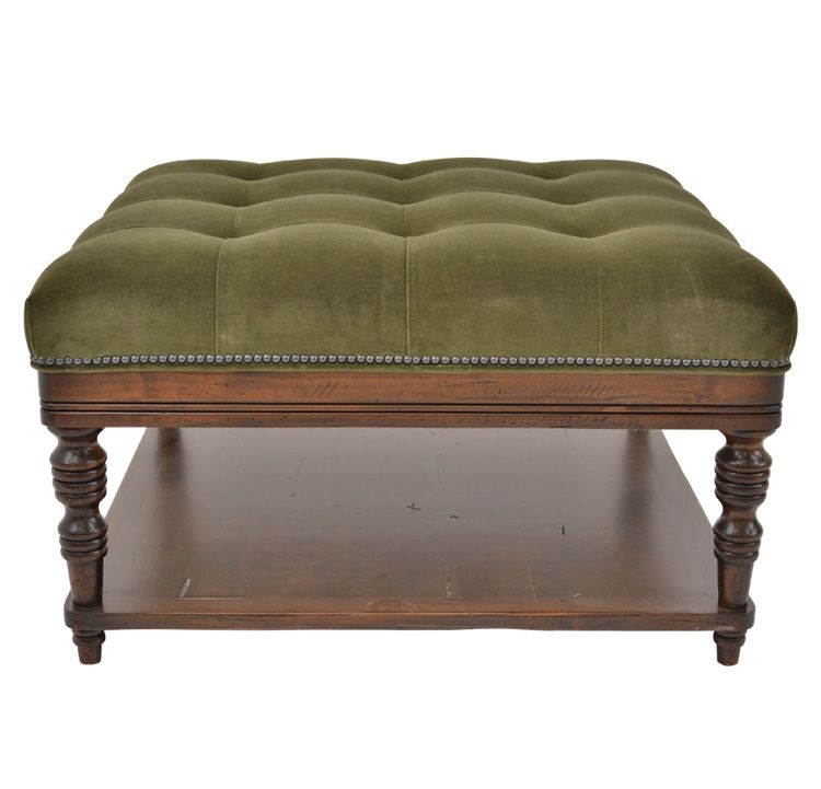 Tufted ottoman with shelf 5
