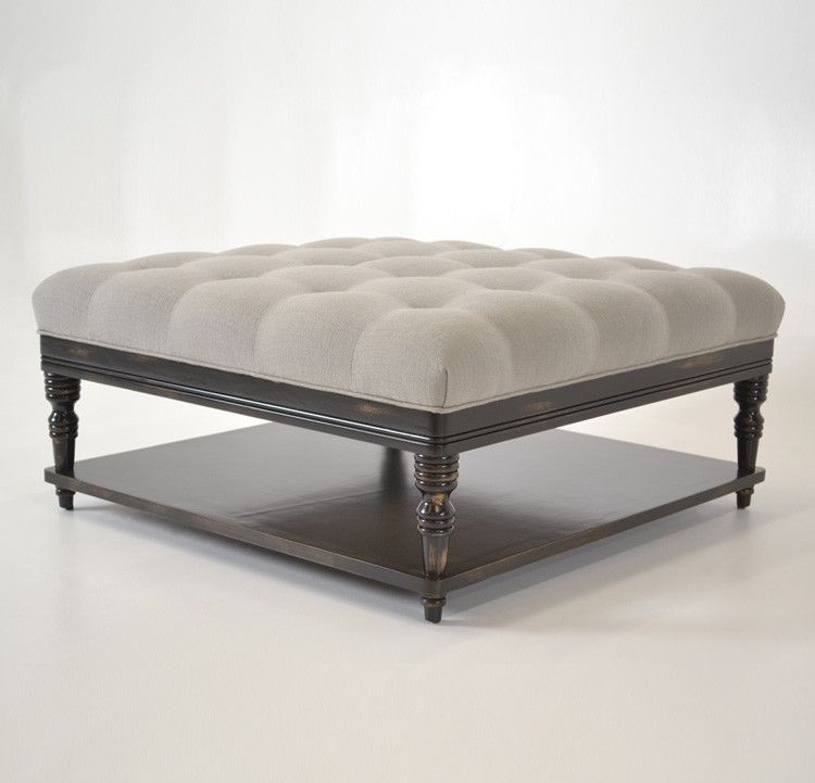 Tufted ottoman with shelf 8