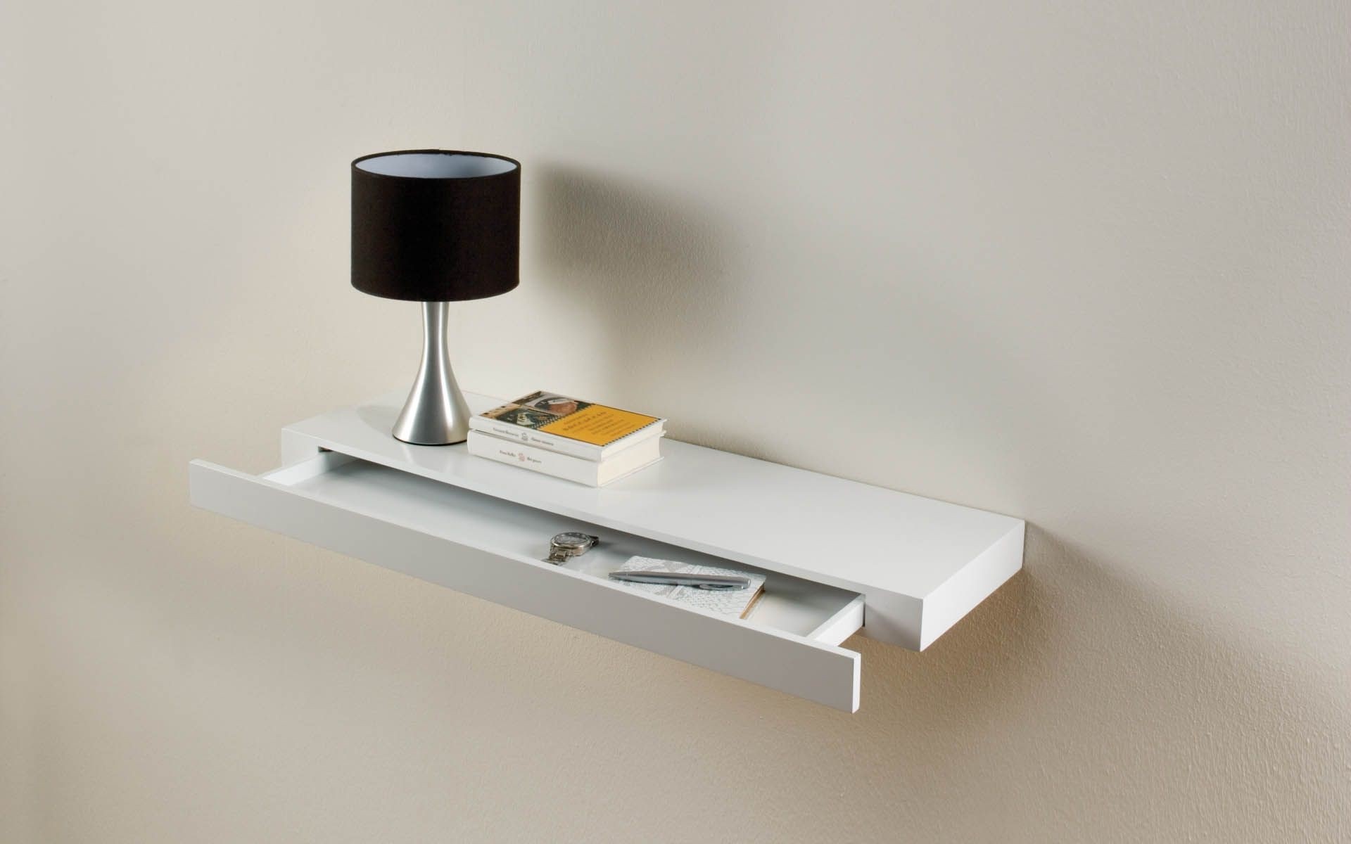 Floating Drawer Shelf Concealed Storage White Gloss Bookshelf 48cm X 25cm X 10cm