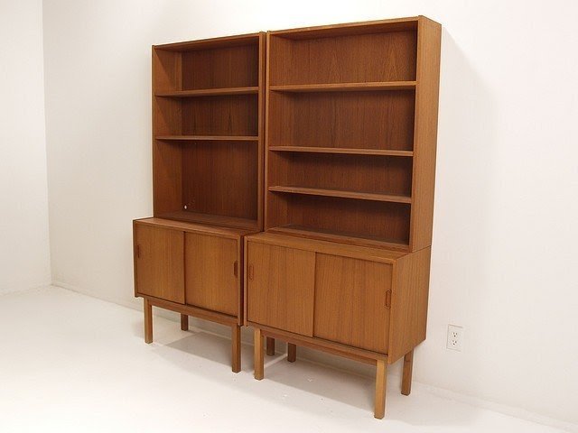 Pair of teak bookcases