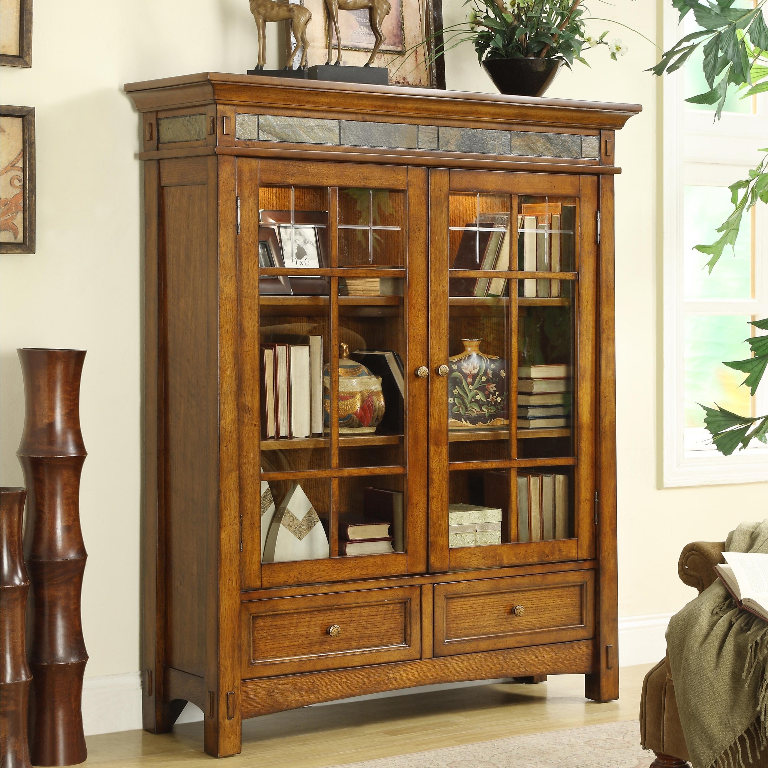 Small oak bookcase with drawers